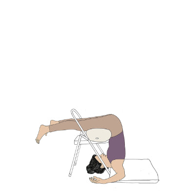 Ardha Halasana with chair
