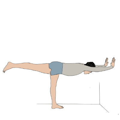 Virabhadrasana III with wall