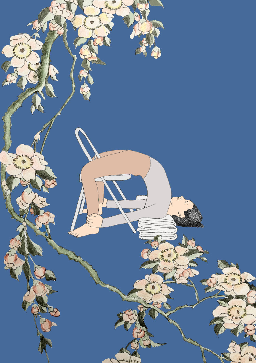 Svejar Yoga Art - Poster - Chathuspadasana under Blossom Branch