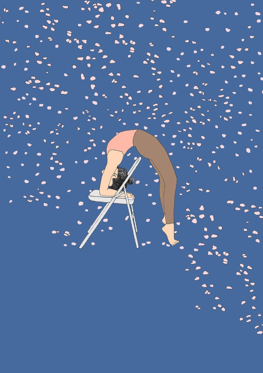 Svejar Yoga Art - Cards - Chair Backbend under leaves