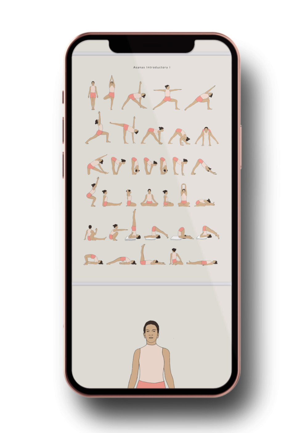 Svejar Yoga Illustrations - Asanas Introductory Sequence I - Mockup iPhone