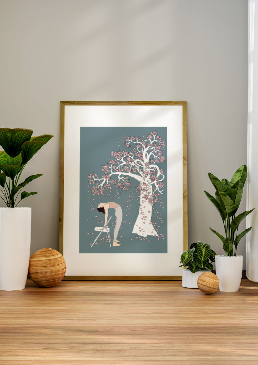 Svejar Yoga Art - Poster - Backbend Blossom Tree Dark Mockup
