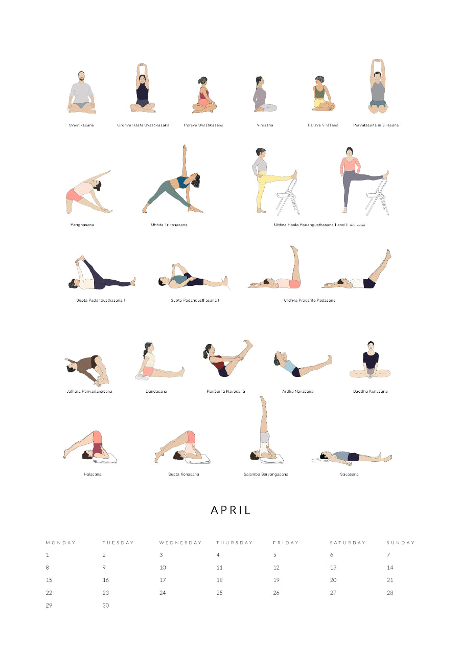 Yoga Poses Chart Art: Canvas Prints, Frames & Posters
