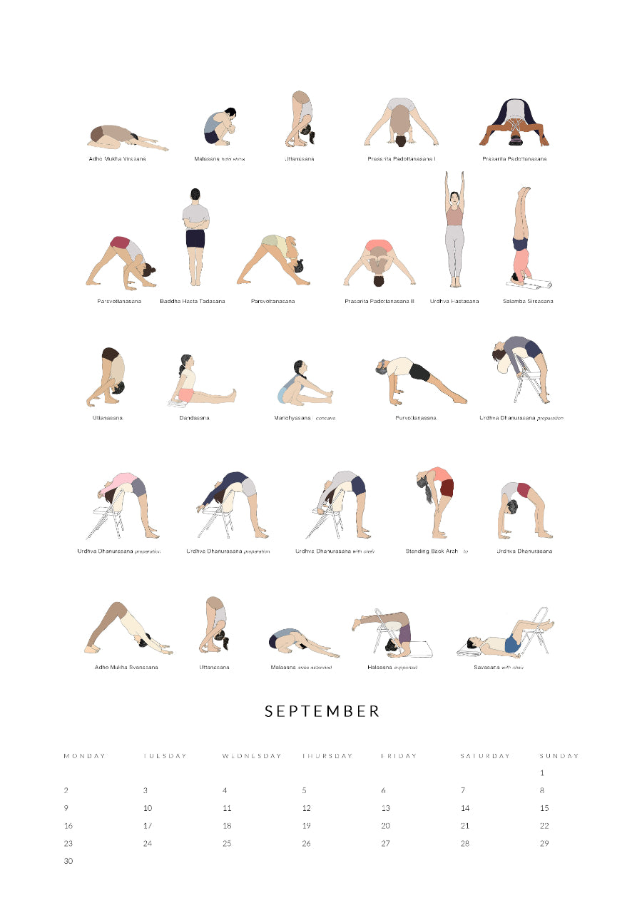 Yoga Asanas Chart Book: lllustrated Yoga Pose Chart with 60 Poses (aka  Postures, Asanas, Positions) - Pose