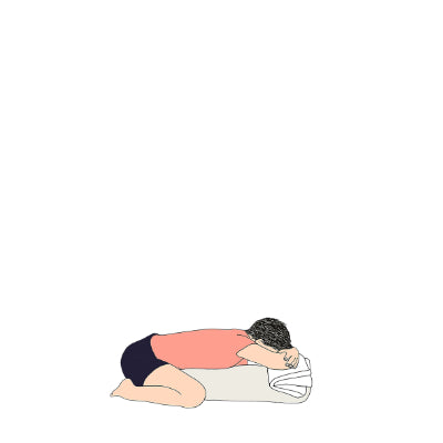 Adho Mukha Virasana with bolster