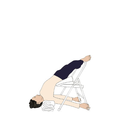 Sarvangasana with chair Baddha Konasana