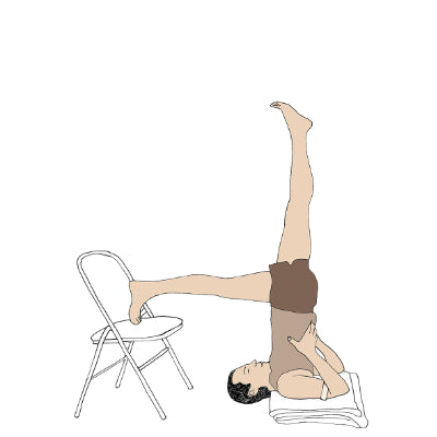 Eka Pada Sarvangasana with chair