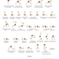 Yoga sequence chart for for upper back and shoulders with corresponding calendar layout for June.