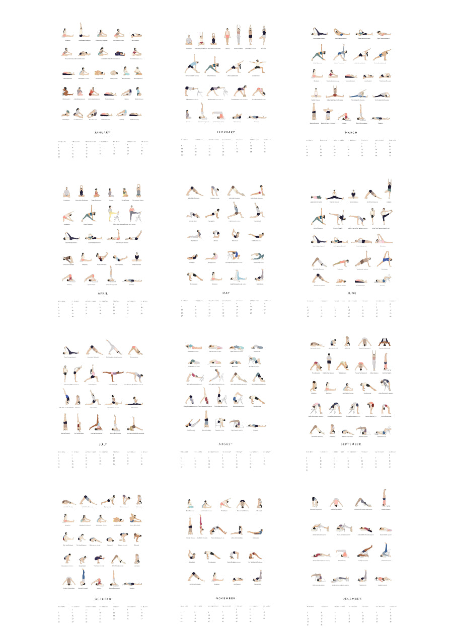 Yoga Sequence Calendar 2024 Sanskrit Svejar Yoga Illustrations   UebersichtCalendarSequencetext 