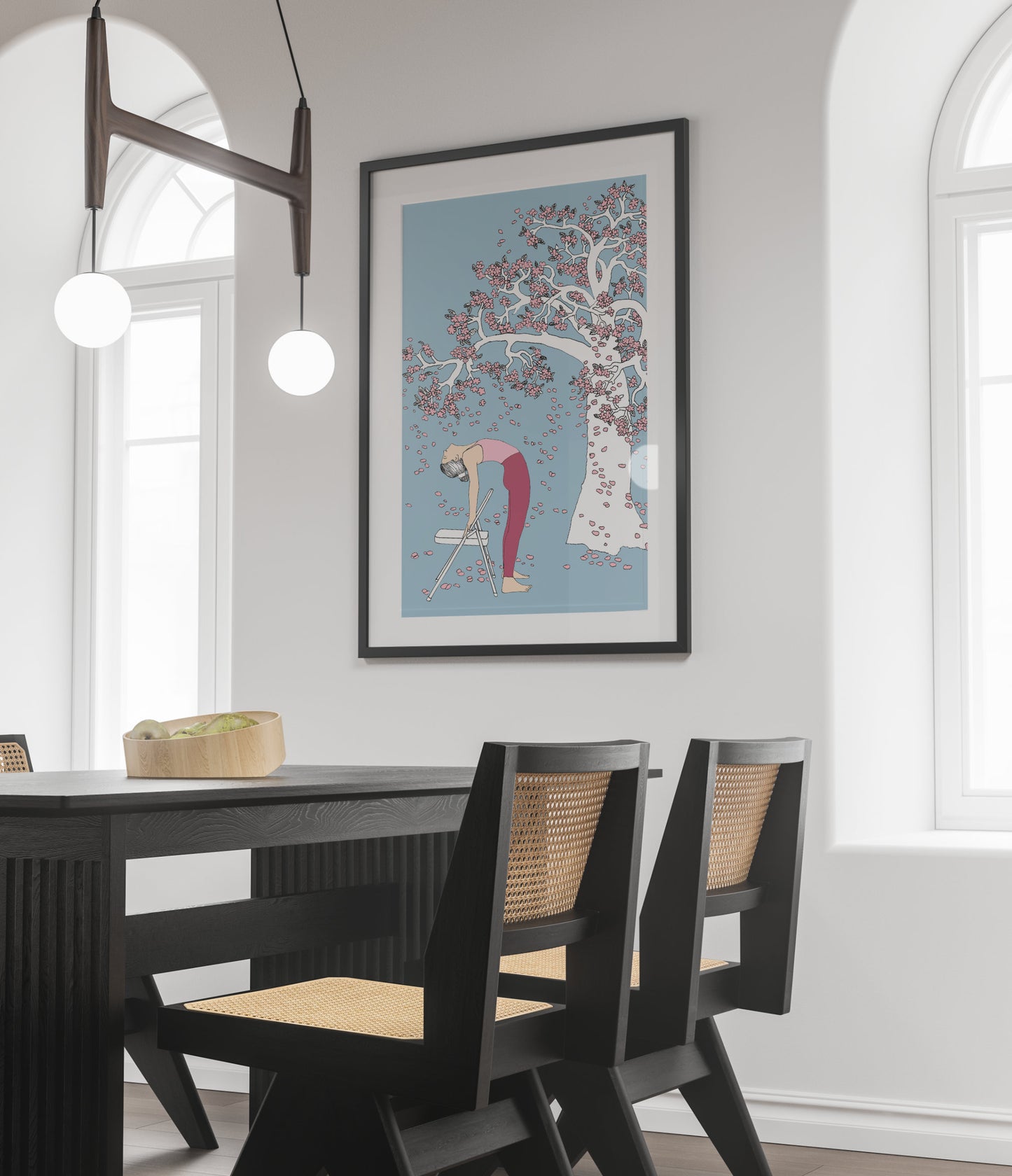 Svejar Yoga Art - Poster - Backbend Blossom Tree Mockup Living Room