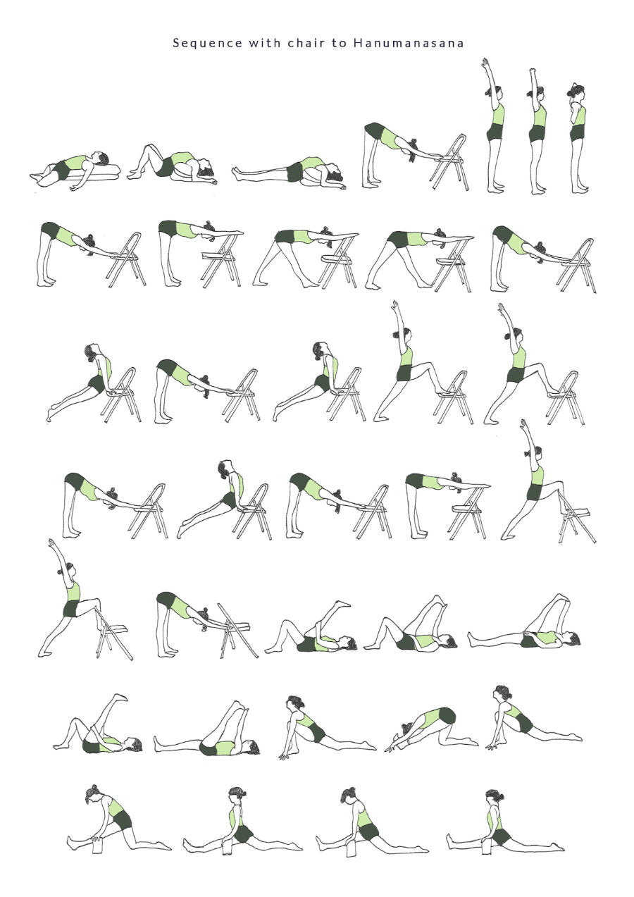 Intermediate Yoga Sequence - Sequence with chair to Hanumanasana
