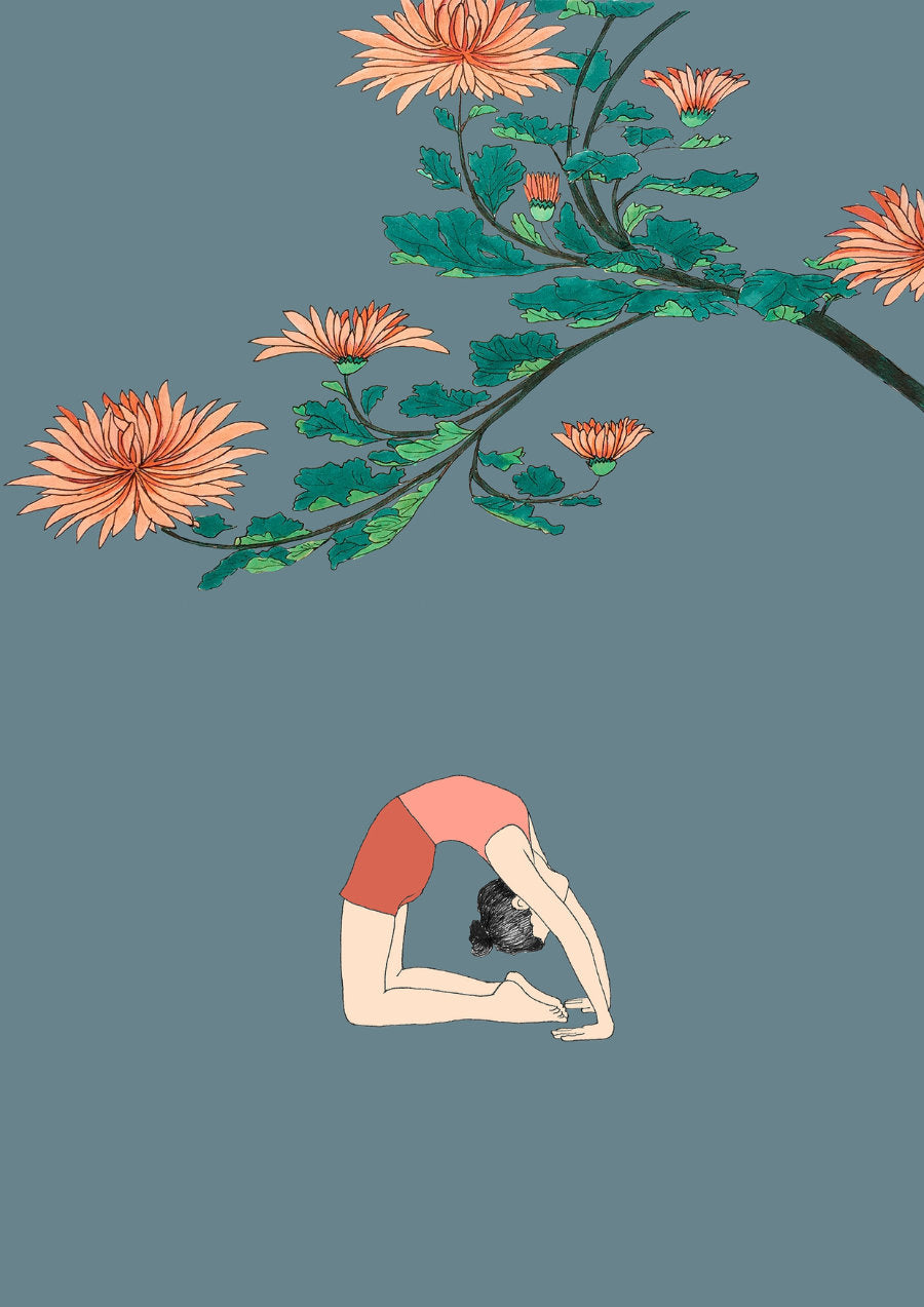 Svejar Yoga Art - Cards - Kapotasana green tree