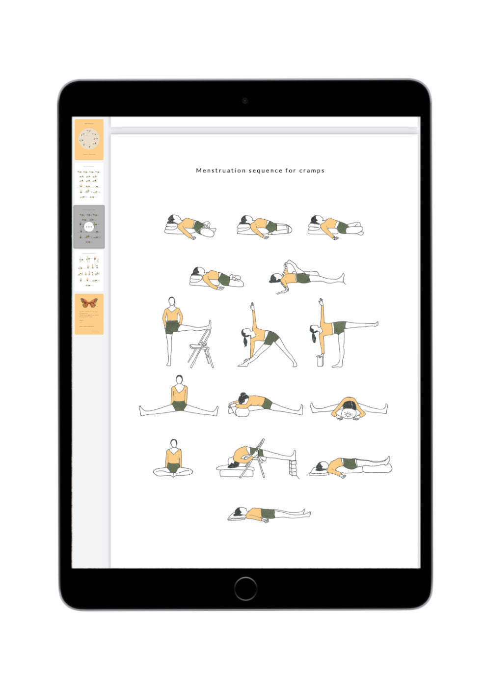 Svejar Yoga Illustrations - Menstruation Sequences - Mockup iPad