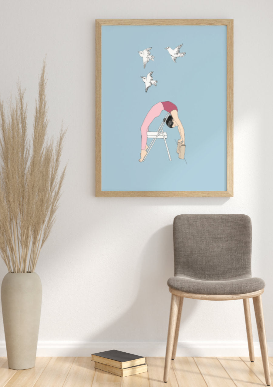 Svejar Yoga Art - Poster - Urdhva Dhanurasana with Birds Mockup