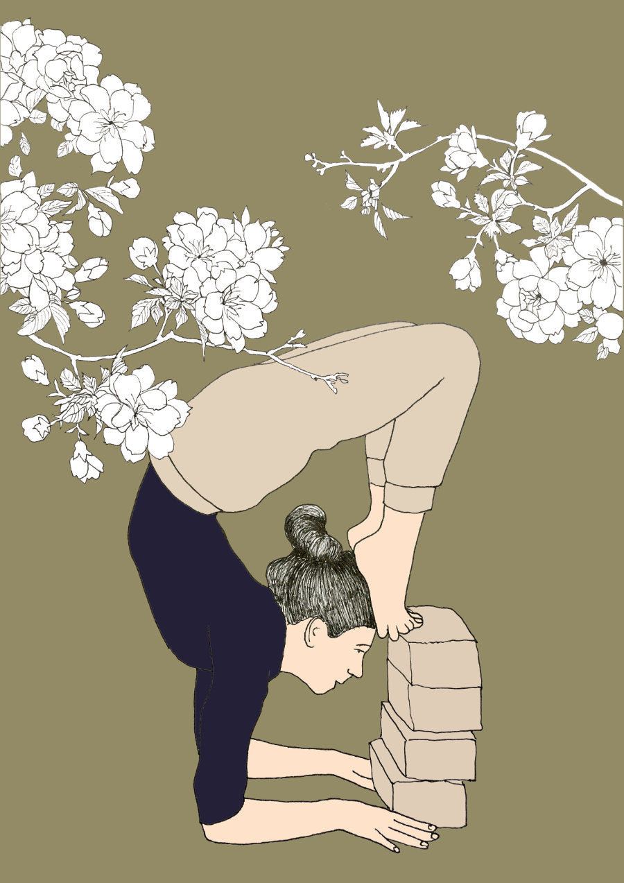 Svejar Yoga Art - Poster - Vrischikasana White Flower