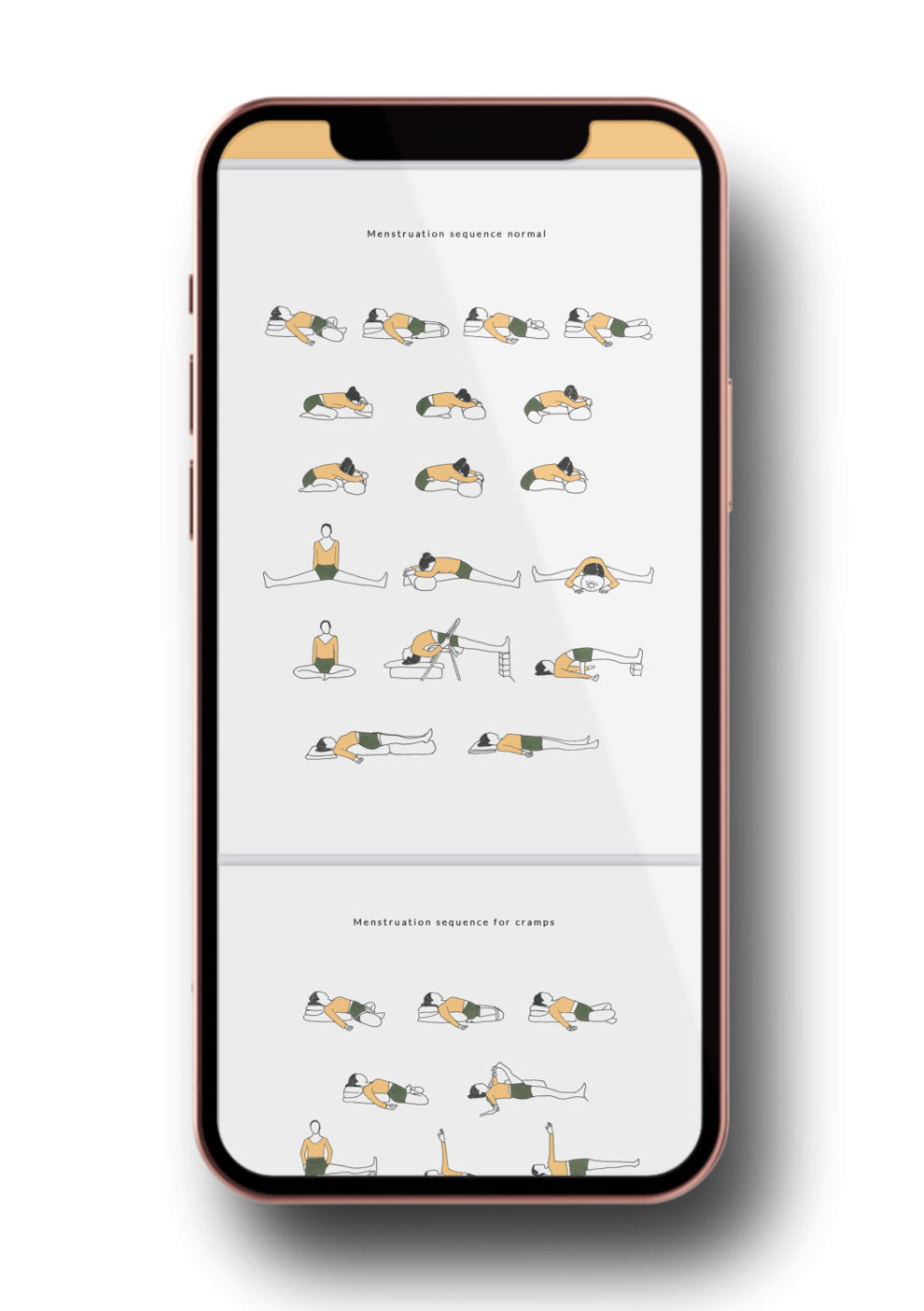 Svejar Yoga Illustrations - Menstruation Sequence - Mockup iPhone